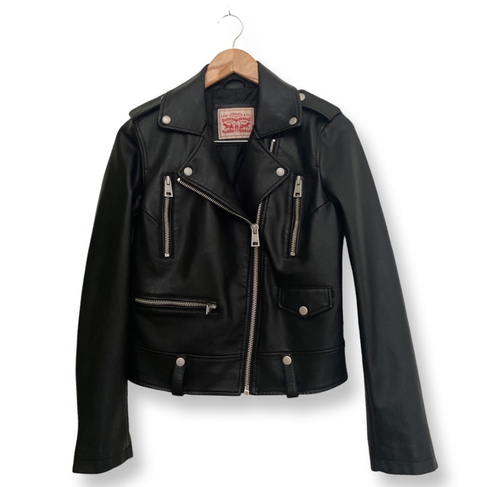 Button-able asymmetric Levi Leather Jacket